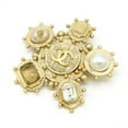 thumbnail image 2 of Pre-Owned CHANEL Coco Mark Tweed Faux Pearl Bijou Rhinestone Pin Brooch GP Gold 05A, 2 of 6