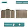 thumbnail image 6 of ASJMR 10x8 Ft Metal Storage Shed with 1 side window and 2 Lockable Doors,All Weather Outdoor Gardening Tool Storage Room,Brown, 6 of 6