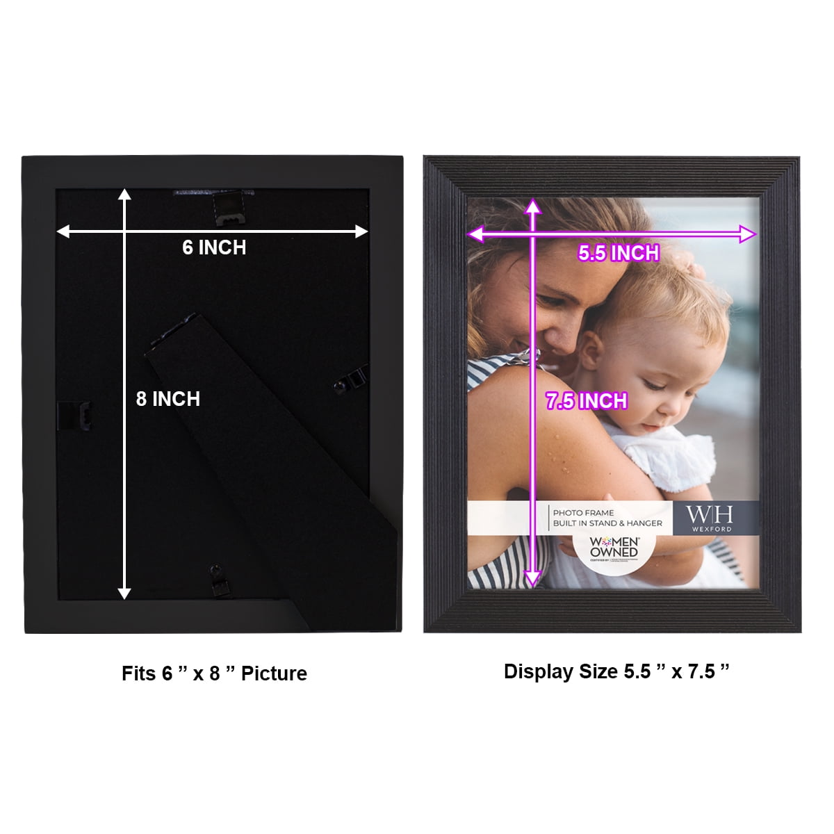 Premium Ebony Solid Wood Picture Frame, 6 x 8