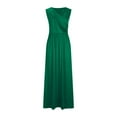thumbnail image 4 of SMihono Women's Summer Sleeveless V-Neck Solid Loose Long Maxi Dresses Ruffle Dress Plus Size Sundress Beach Party Dresses Flowy A-Line Swing Dress Green 12, 4 of 5