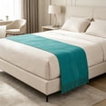 thumbnail image 4 of Luiuiu Solid Color Fringed Bed Runner for Queen Size Bed, Soft Decorative Bed Scarf Throw Blanket, Multi-Color Bed End Runner for Bedroom, Hotel & Guest Room Decor, 4 of 7