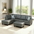 thumbnail image 3 of MAYEERTY PU Synthetic Leather 3-Piece Couch Living Room Sofa Set，Dark Grey, 3 of 7