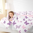 thumbnail image 4 of Homewish Purple Pink Butterflies 3-Piece Full Size Comforter Sets for Female Men,Dreamy Princess Bedding Comforter Set,Kawaii Cartoon Lightweight Bedding Sets,Lightweight Room Decor,Reversible, 4 of 8