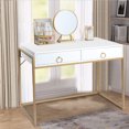 thumbnail image 1 of Eumyviv White Makeup Vanity Table Writing Desk with 2 Storage Drawers, Mid-Century Home Office Computer Desk, D0003, 1 of 3