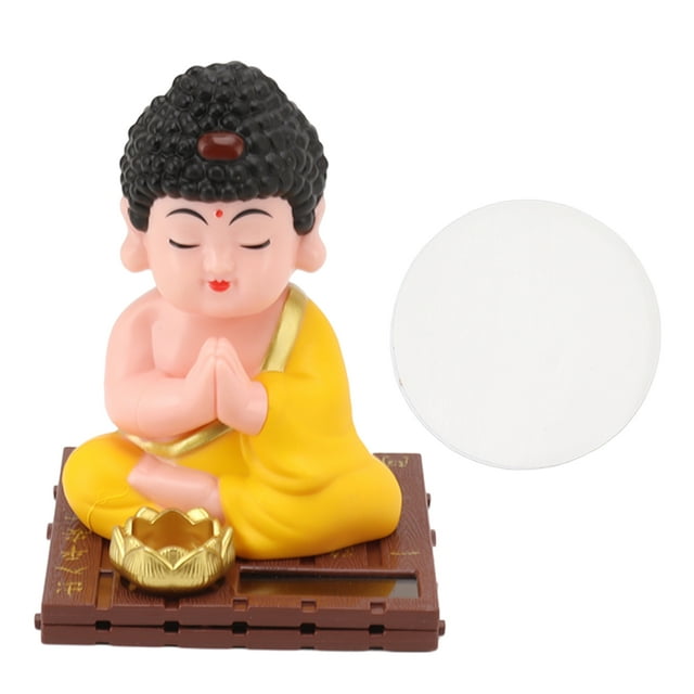 Buddha Figurine, Solar Powered Durable Plastic Buddha Mascot Lifelike For Bedroom