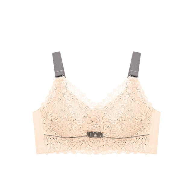 Women's Plus Size Minimizer Bralette U-Back Smoothing Comfort Summer Heatwave Relief Bra Full Coverage Wireless Lace Thin Padded Bra Beige XXXXL