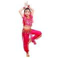 thumbnail image 3 of Lullu Girls Belly Dance Stage Performance Crop Top Mesh Pants with Accessories, Sizes 3-12, 3 of 6