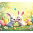 thumbnail image 4 of Cute Cartoon Rabbit Floral Decoration Spring Theme Backdrop Banner Birthday Party Supplies Photography Props Easter Wall Hanging Backdrop, 4 of 4