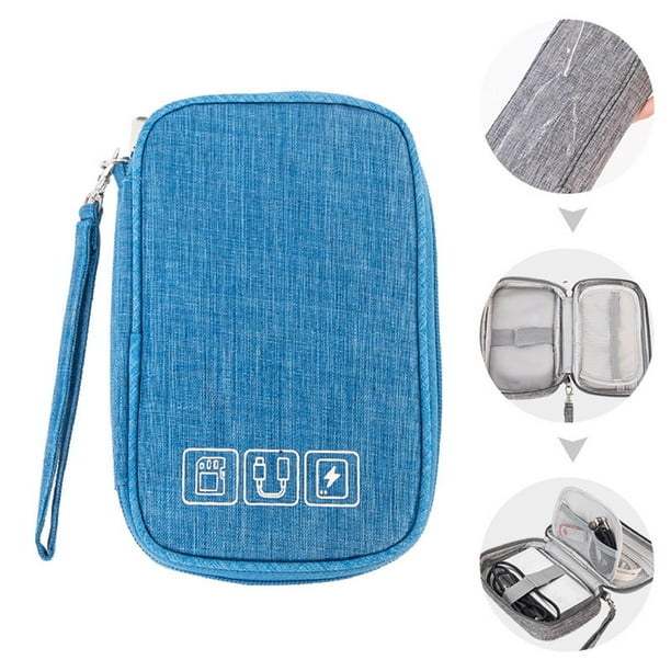 Small Travel Organizer Bag Waterproof Electronic Accessories Storage Bag Cable Organiser Bag for Cables Blue