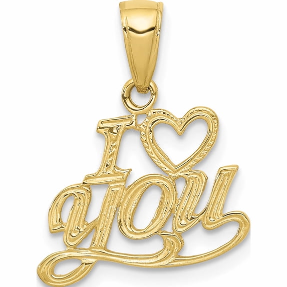 10K Yellow Gold Polished & Textured I Heart You Pendant (19 X 16) Made In Peru -Jewelry By Sweet Pea