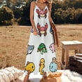 thumbnail image 3 of Cute Aquatic Animals Sleeveless Suspender Dress Summer Fashion Casual Long Dress, 3 of 9