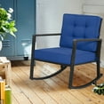 thumbnail image 1 of Costway Patio Rattan Rocker Chair Outdoor Glider Rocking Chair Cushion Lawn Navy, 1 of 9