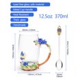 thumbnail image 4 of AISEELY Juego de Taza de Té con Diseño Floral en Azul Transparente, Incluye Cuchara y Paño de Limpieza – Presentación en Caja de Regalo Elegante, Capacidad de 350mL, Material de Vidrio Seguro, Ideal, 4 of 7