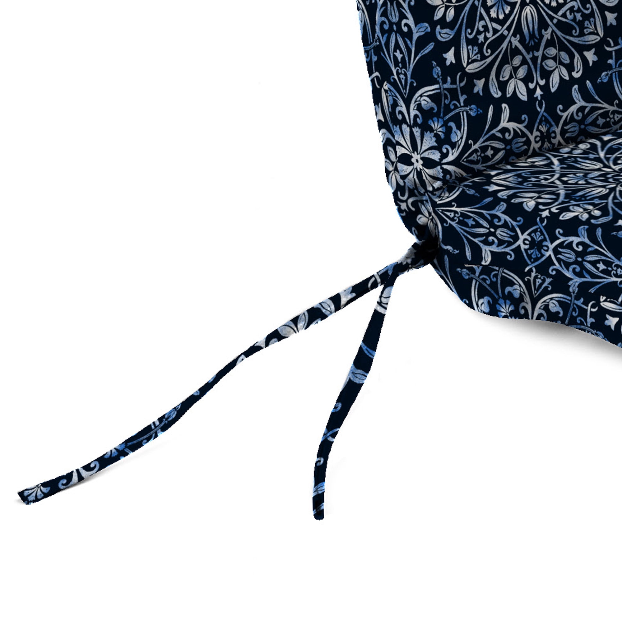 Jordan Manufacturing 72" x 22" Dresden Midnight Navy Damask Rectangular Outdoor Chaise Lounge Cushion with Ties and Hanger Loop