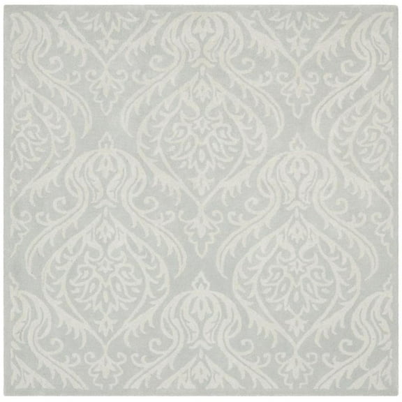 SAFAVIEH Bella Louella Abstract Wool Area Rug, Silver/Ivory, 6' x 6' Square