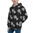 thumbnail image 2 of Xecao White Flower Dandelion Pattern Zip Up Hoodies for Boys Girls, Sweatshirt with Pockets-Medium, 2 of 6