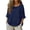 Tops-797Navy, variant on Linen Tunic Tops for Women Crewneck Half Sleeve Casual Boho Vacation Wear Slouchy Relaxed Fit Subtle Striped Pattern Side Pocket Breathable Summer Tops