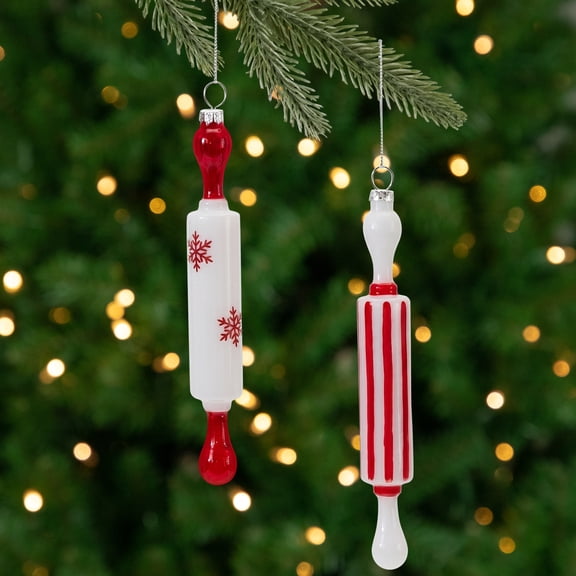 Glass Rolling Pin Ornament Set of 12