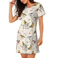 thumbnail image 2 of Easygdp Little Birds Camisón de manga corta para mujer, informal, estampado, 2 of 6