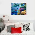 thumbnail image 5 of JRXY Bathroom Canvas Wall Art Sea Turtle Wall Decor for Living Room Colorful Fish Coral Dolphin Ocean Theme Underwater World Pictures for Bedroom Navy Seascape Artwork Framed 16x12in, 5 of 6