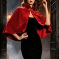 thumbnail image 4 of Ichuanyi Women Hallowee Velvet Short Cape Turn Down Collar Cloak for Wedding Evening Party Halloween Daily Wear, 4 of 8