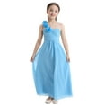 thumbnail image 2 of DPOIS Kids Flower Girl Dress One Shoulder A-line Chiffon Long Dress A Sky Blue 10, 2 of 7