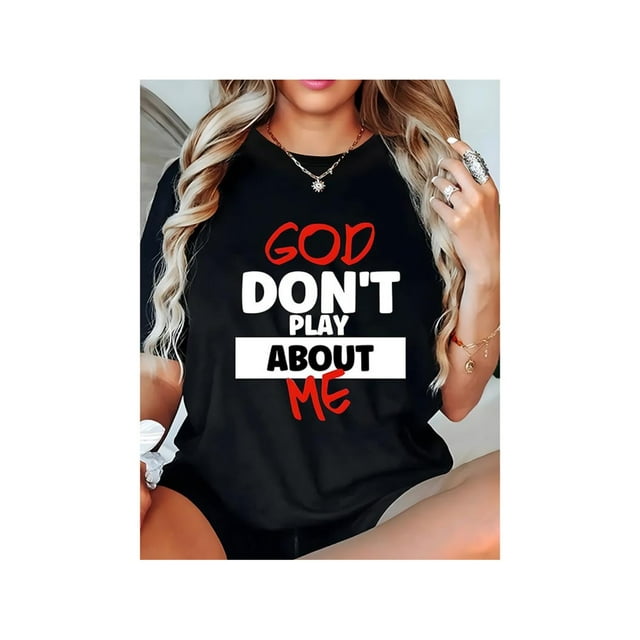 Women's Letter Print Round Neck Tee, Fashion Casual Crew Neck Short Sleeve T-shirt for Daily Holiday Vacation outdoor Wear, Ladies Clothes for all Seasons, Tops for Women, Graphic Print Top,good gift