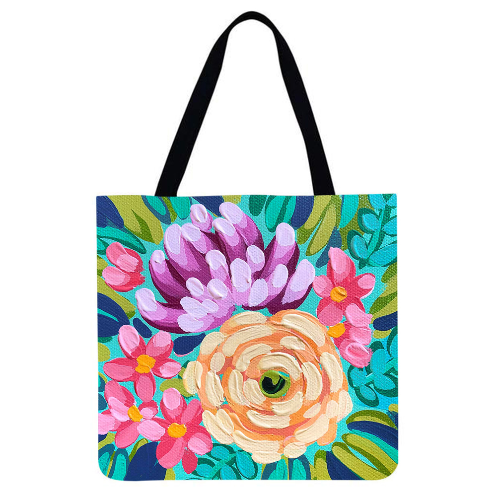 TBOLINE Flowers Printed Teen Shoulder Shopping Bag Casual Large Tote