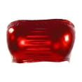 thumbnail image 6 of Women's Metallic Shiny Tube Top - Strapless Party Crop Top for Rave, Festival & Night Out Red, 6 of 6