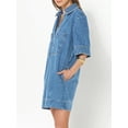 thumbnail image 2 of FL Womens Denim Shirt Dress Summer Collared V Neck Mini Casual Jean Dresses with Pockets, 2 of 5