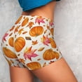 thumbnail image 4 of Rateoe Orange Autumn Leaves Printed Power Workout Shorts for Women Tummy Control Squat Proof Ribbed Thick Seamless Scrunch Active Short-Large, 4 of 8