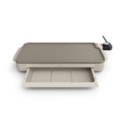 Bella 10" x 18" Nonstick Ceramic Griddle with Warming Tray, Oatmilk