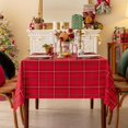 thumbnail image 7 of Christmas Rectangle Red Plaid Tablecloth - 60 x 120 Inch - Tartan Water Stain Resistant Table Cover, Washable Polyester Checkered Table Cloths for Xmas Dinner/Party Decoration/Holiday, 7 of 7