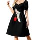 thumbnail image 1 of Mujer de moda con labios rojos, elegante sombrero y vestido color café de manga corta, vestidos de fiesta, vestidos de mujer, 1 of 7