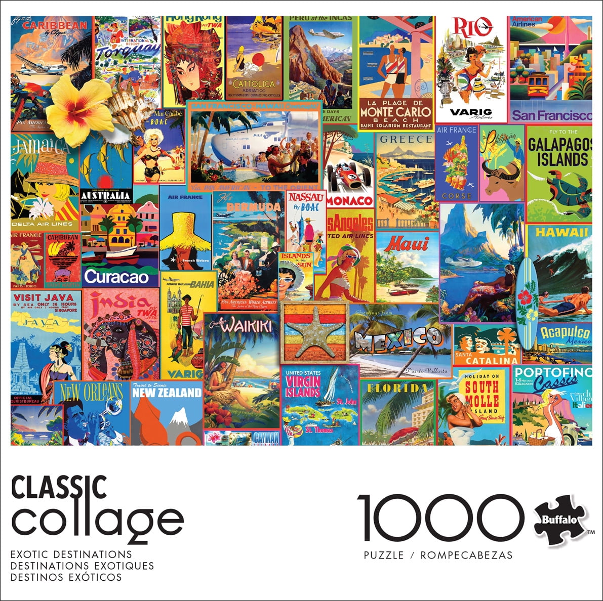 Buffalo Games Classic Collage Exotic Destinations 1000-Piece Interlocking Jigsaw Puzzle for Adults Ages 14+