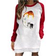 thumbnail image 2 of ICHUANYI Clearance Ladies Fashion Casual Print O- Neck Stitching Long-Sleeved Long Sweater Top ICHUANYI "ICHUANYI", 2 of 5