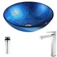 thumbnail image 2 of Anzzi  Clavier Series Deco-Glass Vessel Sink in Lustrous Blue with Enti Faucet in Brushed Nickel, 2 of 4