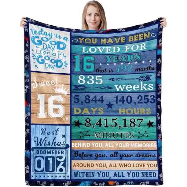 LHSHID Sweet 16th Birthday Blanket Gift for Girls Boys 40x50in