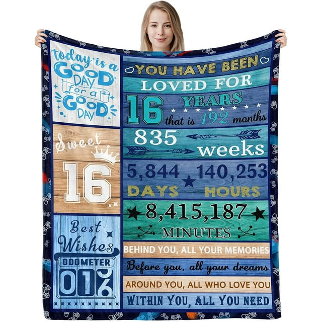 LHSHID Sweet 16th Birthday Blanket Gift for Girls Boys 40x50in