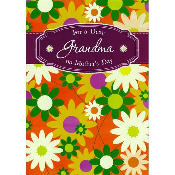Designer Greetings Green, White and Gold Flowers: Grandma Mother's Day Card
