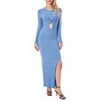thumbnail image 2 of SUNSIOM Robe en Tricot pour Femme Automne Hiver Couleur Unie Manches Longues Côtelée Nœud Torsadé Ajourée Robe de Soirée, 2 of 8
