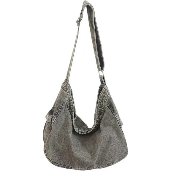 Denim Canvas Messenger Bag Large Crossbody Bag with Multiple Pockets Casual Shoulder Aesthetic Tote Bag for Women and Men