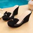 thumbnail image 2 of SACFOF Women Platform Sandals Clear Peep Open Toe Slip-on Wedge High Heel Dress Shoes Office Party Wedding Patent 4 Inch, 2 of 6