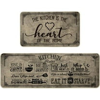 Kitchen Quotes Kitchen Mats Set of 2, Seasonal The Kitchen is The Heart of The Home Cooking Sets Holiday Party Low-Profile Floor Mat - 17x29 and 17x47 Inch