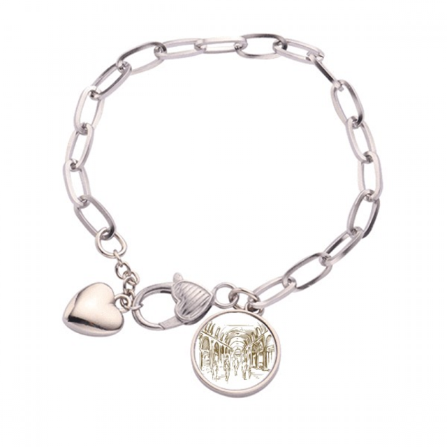 Corredor sketch paisaje Pais Ciudad histórica ilustración patron Pulsera de cadena de corazón joyería encanto moda