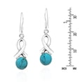 thumbnail image 5 of Awareness Ribbon Blue Turquoise Inlay Sterling Silver Dangle Earrings, 5 of 5