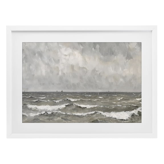 Stupell Industries Stormy Ripples at Sea White Framed Print Under Glass, design by Jacky Ngan