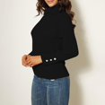 thumbnail image 6 of Women's Turtleneck Knitted Sweater Long Sleeve Casual Warm for Fall and Winter Wear, Ideal for Holiday Season and Daily Comfort, Soft and Insulating,Black,L, 6 of 6