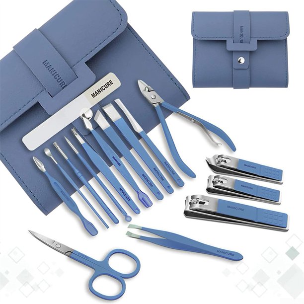 16PCS Pedicure Manicure Set Nail Clippers Cleaner Cuticle Grooming Kit Case UHUSE Set de manicura