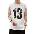 thumbnail image 1 of Camiseta sin mangas para hombre, cuello redondo, sin mangas, holgada, con estampados elegantes, transpirable, suave, camiseta de verano para fiesta, entrenamiento, viajes, 1 of 8